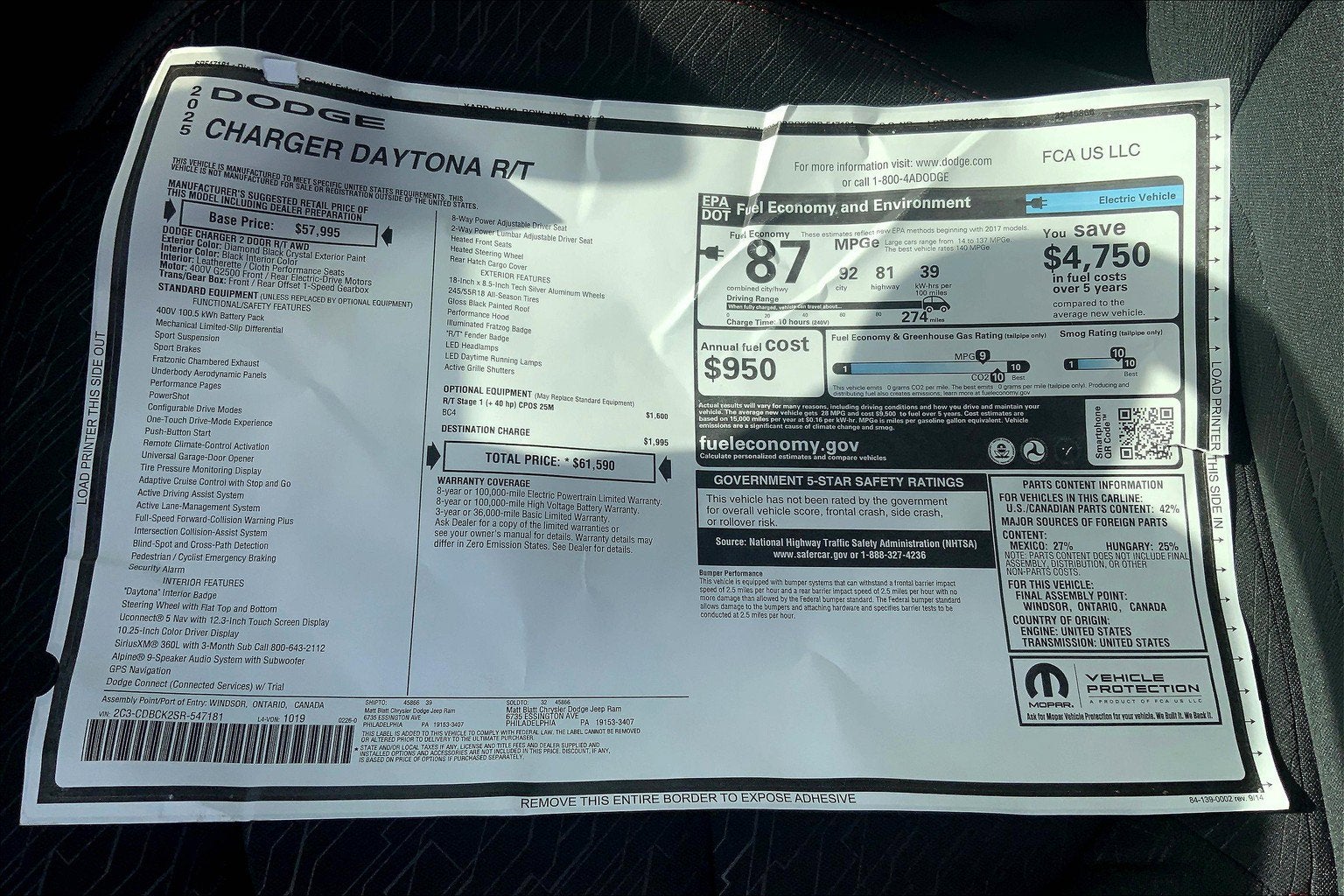 2025 Dodge Charger Daytona CHARGER 2-DOOR DAYTONA R/T AWD