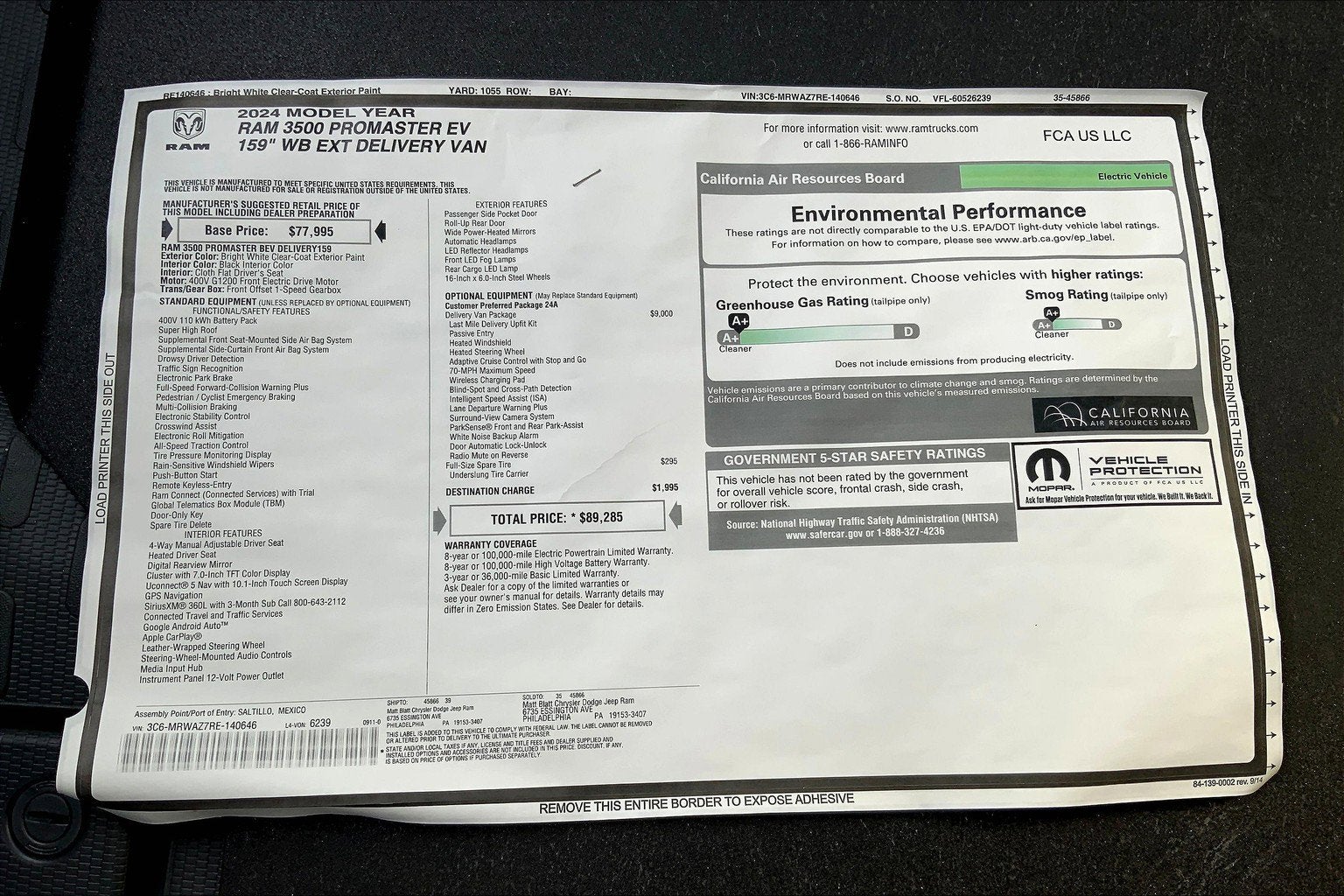 2024 RAM ProMaster Delivery Van BEV RAM PROMASTER EV SUPER HIGH ROOF 159” WB EXT